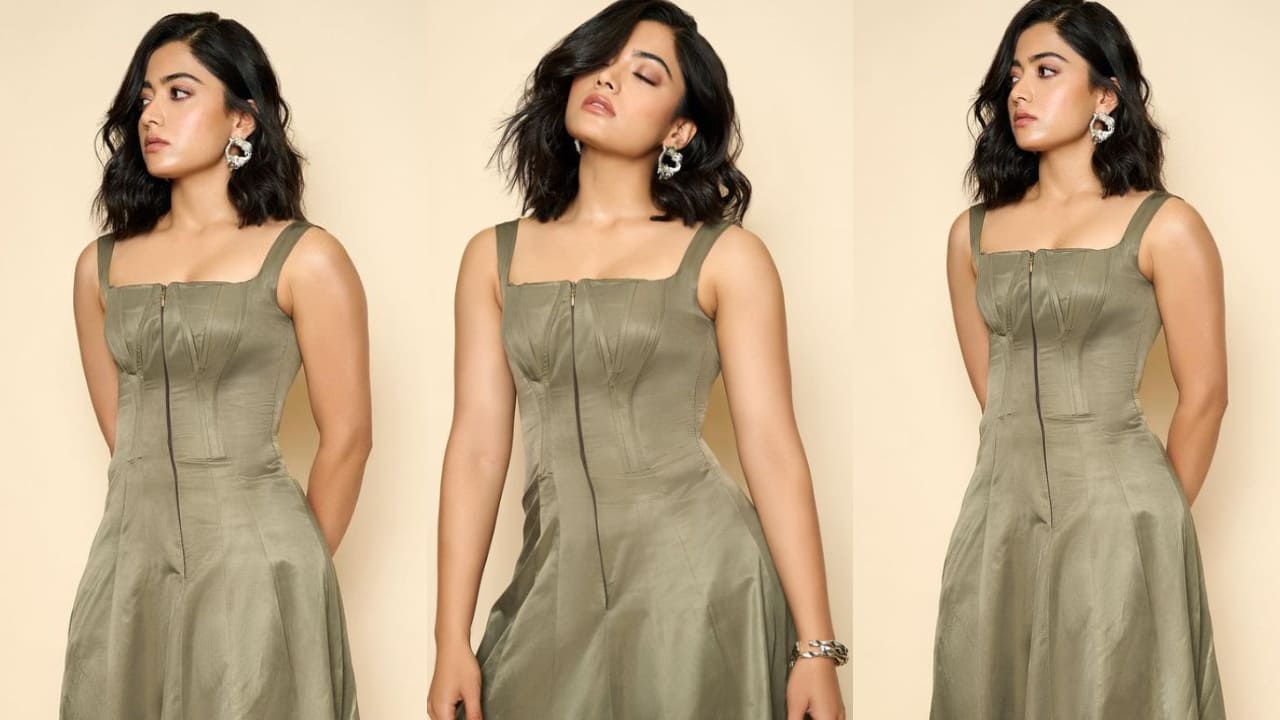 Rashmika Mandanna amps up Summer fashion in olive dress and brown boots ...