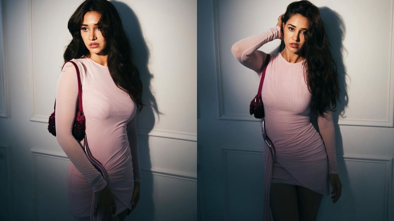 Disha Patani in pink mini dress 