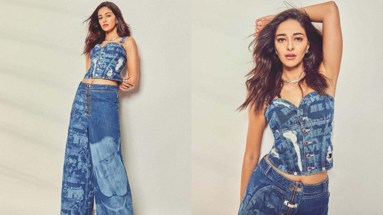 Ananya Panday in denim on denim look 