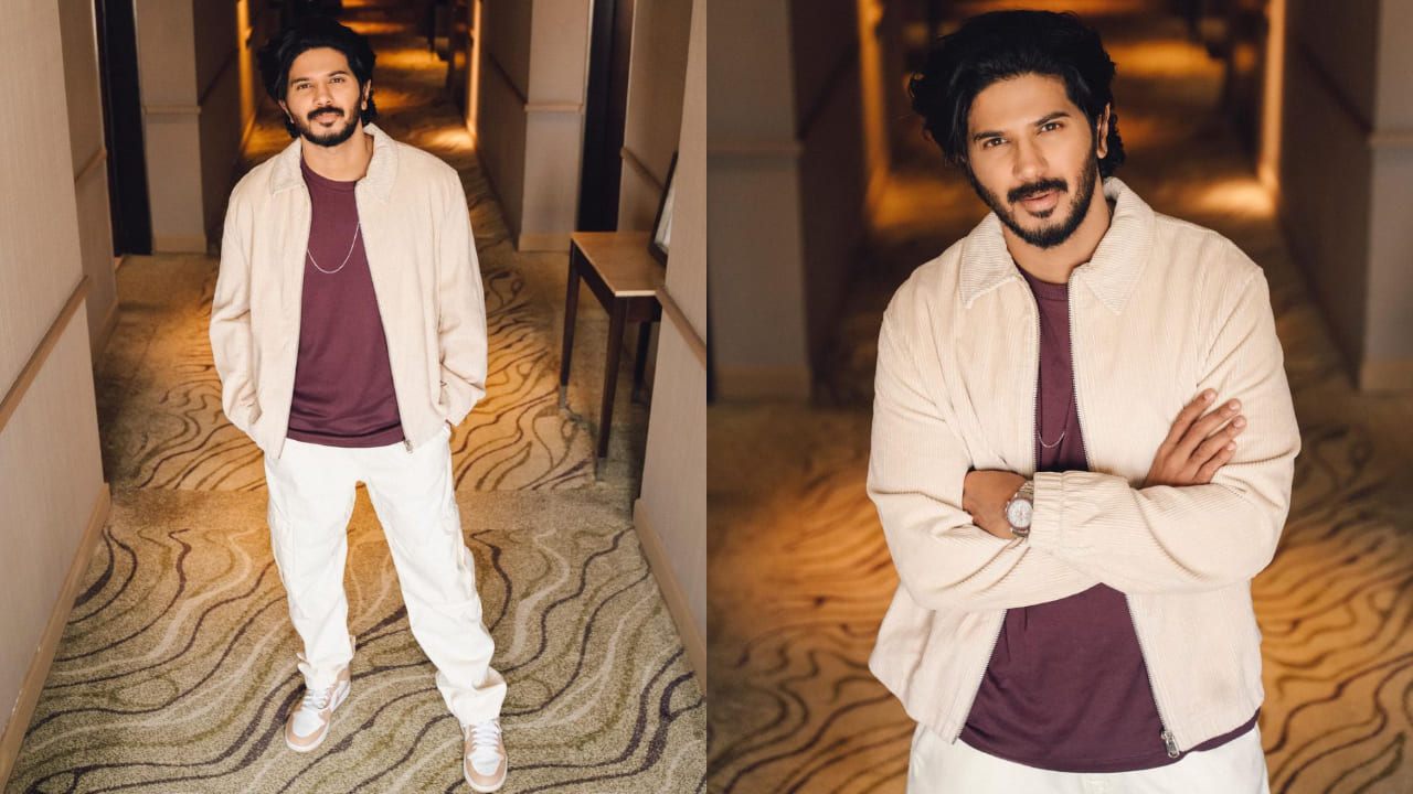 Dulquer Salmaan in white & wine color combination  ( PC: Psudo)