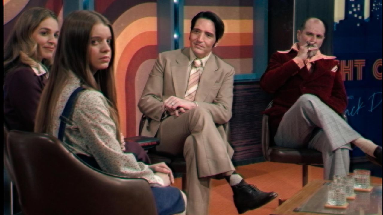 Ian Bliss, Laura Gordon, David Dastmalchian, and Ingrid Torelli in Late Night with the Devil [Photo Credits- IMDb]