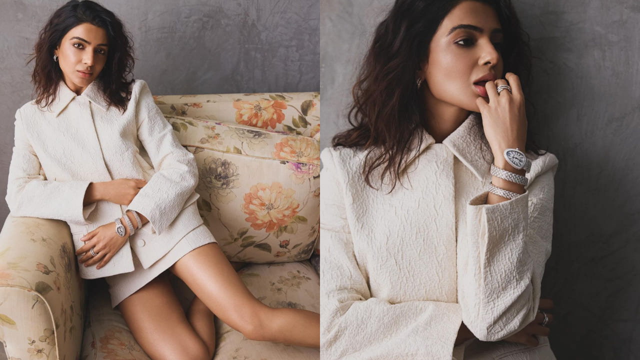 Samantha Ruth Prabhu in white skirt suit ( PC: Akula Madhu) 