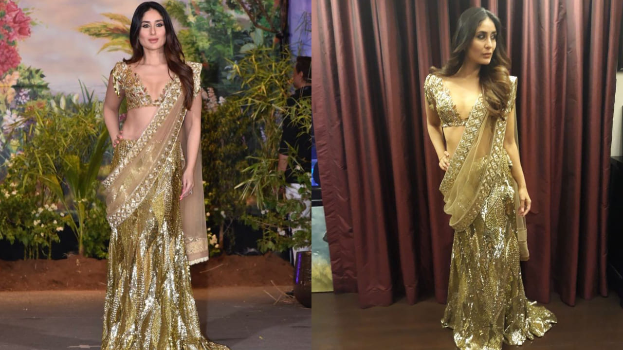 Kareena Kapoor in golden saree  ( PC: Manish Malhotra) 