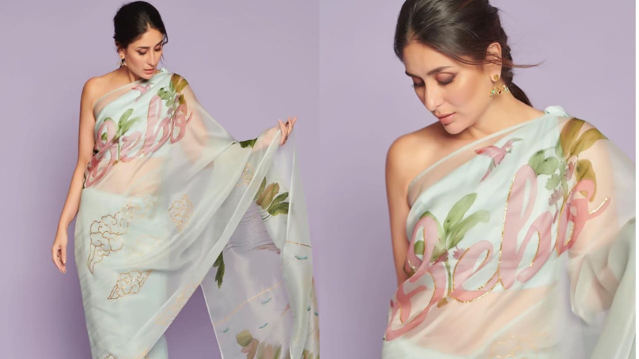 Kareena Kapoor in personalised saree ( PC: Rhea Kapoor) 