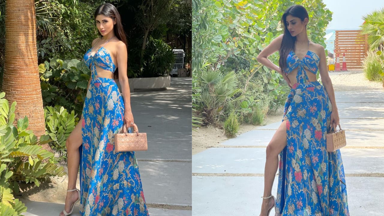 Mouni Roy in floral cut-out dress 