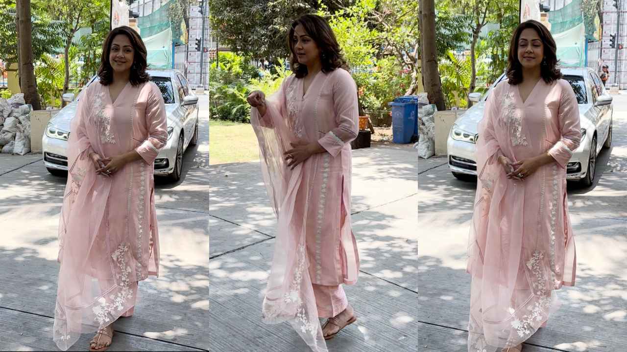 Jyothika’s pink chikankari kurta set proves simplicity never goes out of fashion (PC: Varinder Chawla)