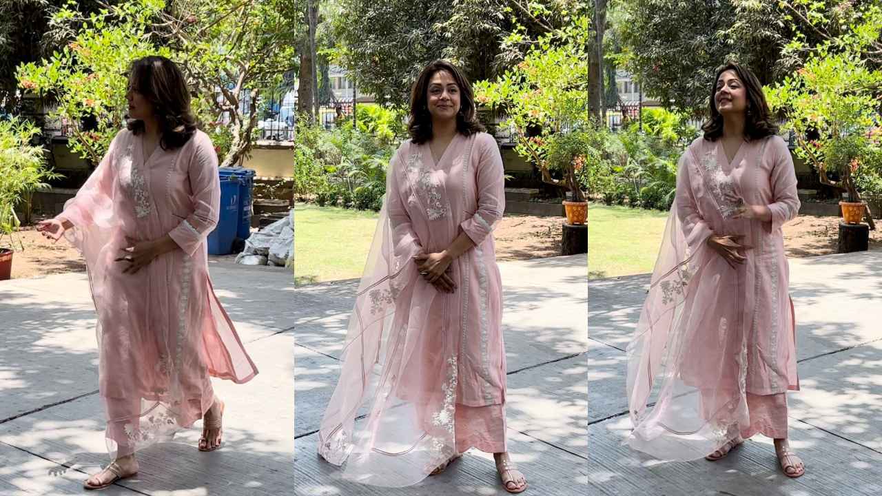 Jyothika’s pink chikankari kurta set proves simplicity never goes out of fashion (PC: Varinder Chawla)