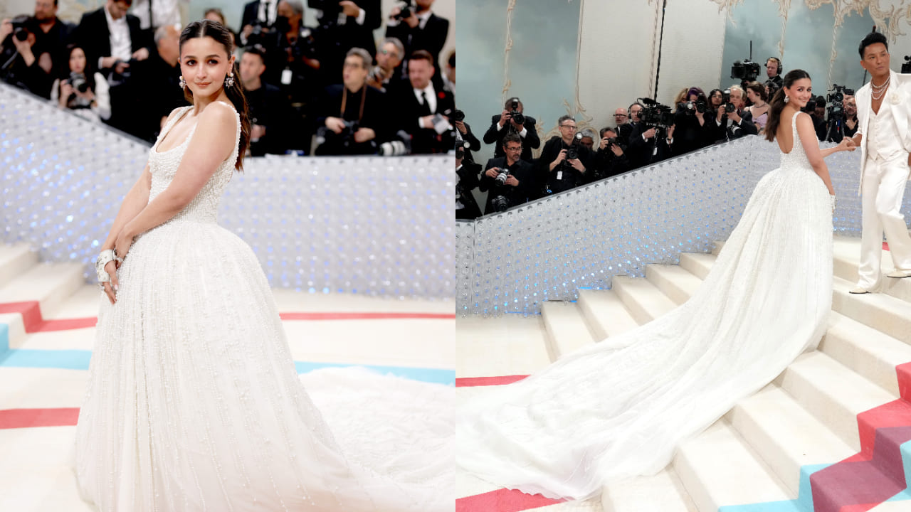 Alia Bhatt in white pearl adorned gown 