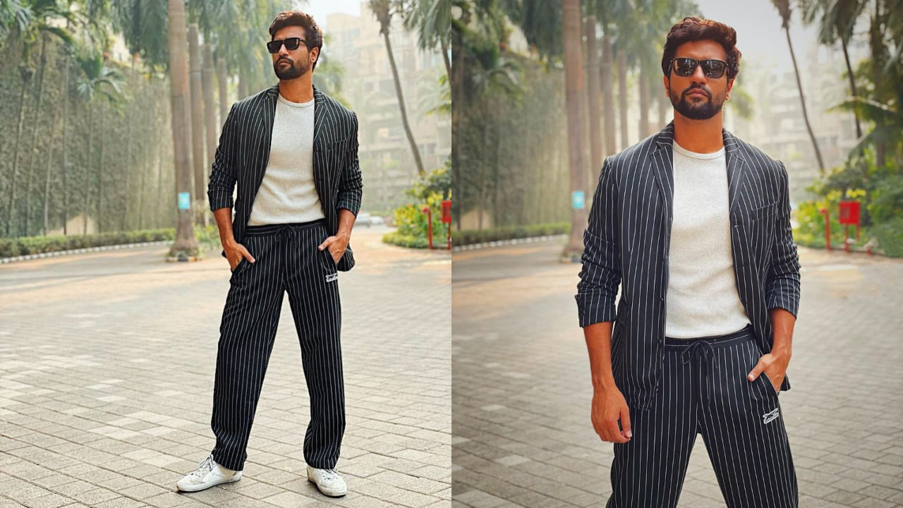 Vicky kaushal in pinstriped suit 