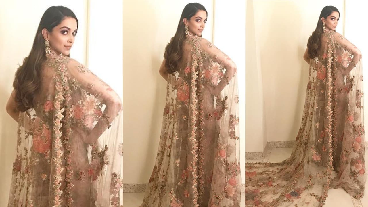 Deepika Padukone in floral Sabyasachi saree 