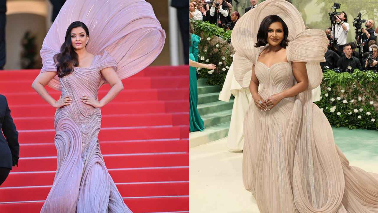 Met Gala 2024: Mindy Kaling’s Gaurav Gupta gown reminds us of Aishwarya Rai Bachchan’s Cannes 2022 look (PC: Getty Images)