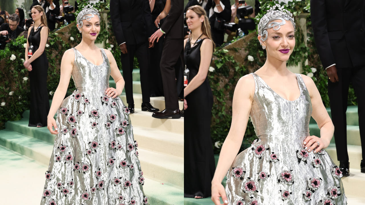 Amanda Seyfried in metallic at Met Gala