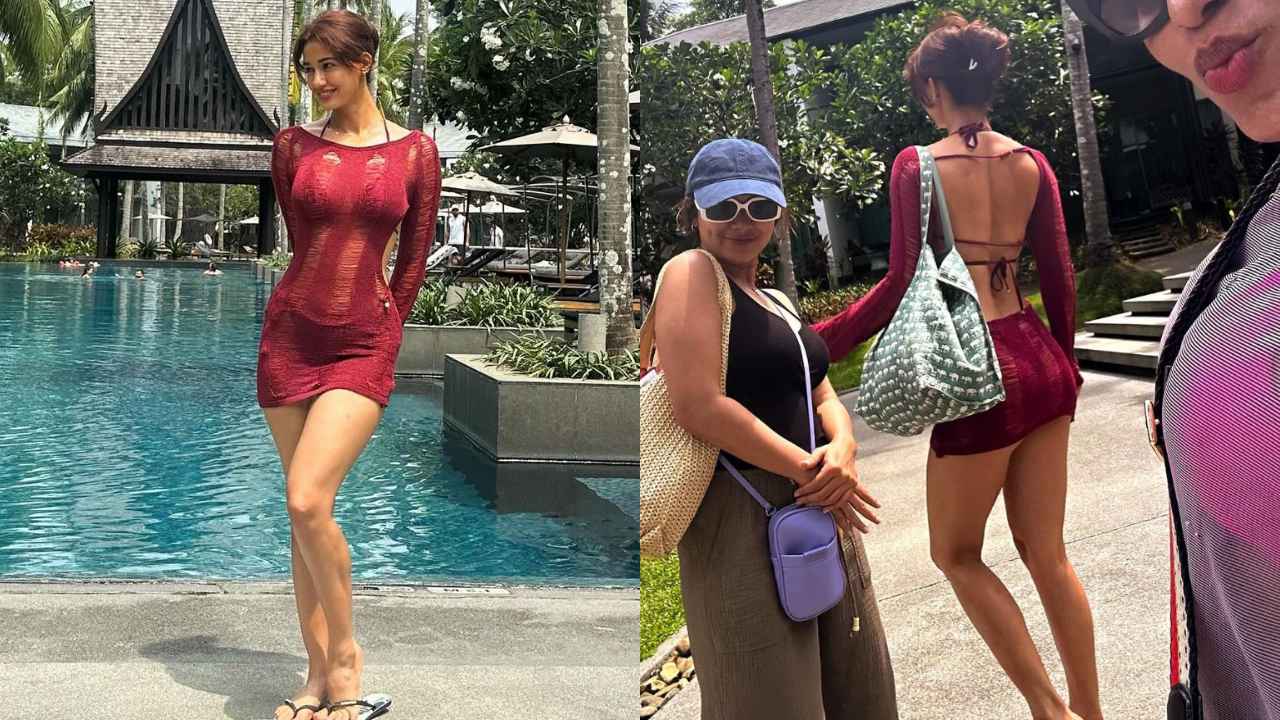 Disha Patani flaunts her celestial curves in distressed burgundy dress with matching bikini set (PC: Disha Patani Instagram)