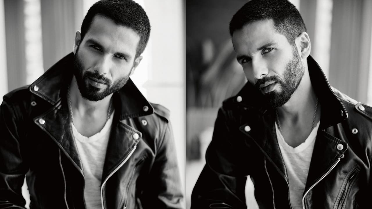 shahid Kapoor in black leather jacket