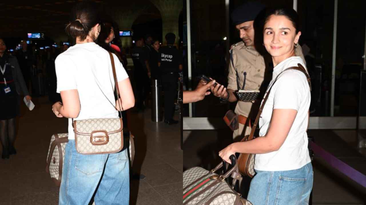 Alia Bhatt serves stylish airport look with high-end Gucci picks; here’s how you can recreate her vibe (PC: Viral Bhayani)