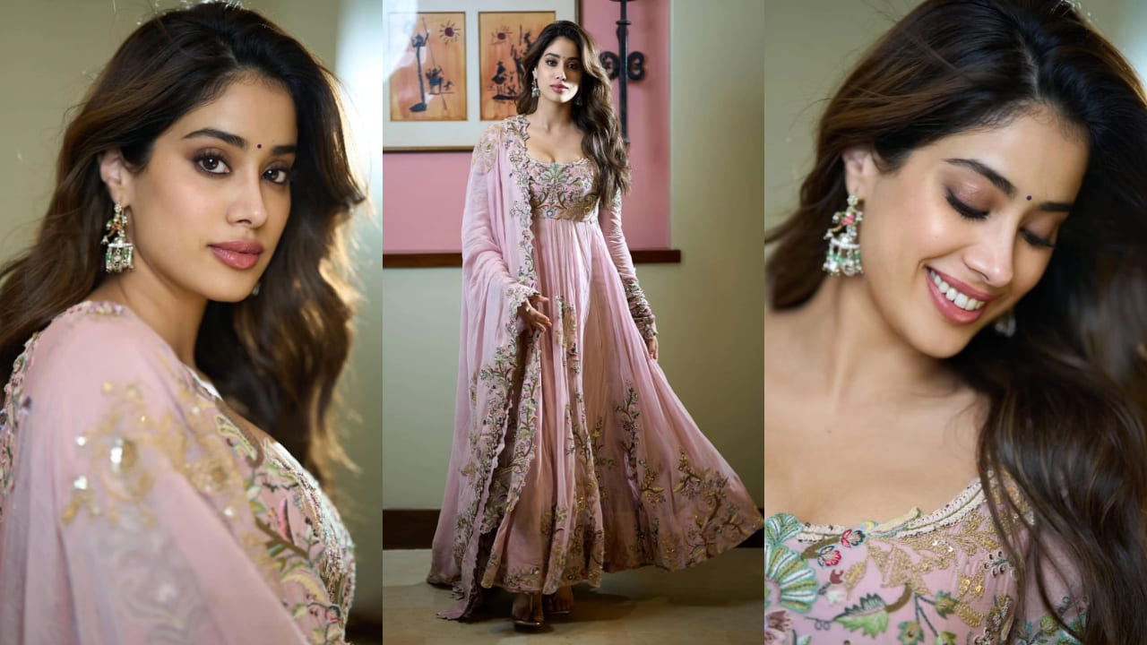 Janhvi Kapoor in pink anarkali