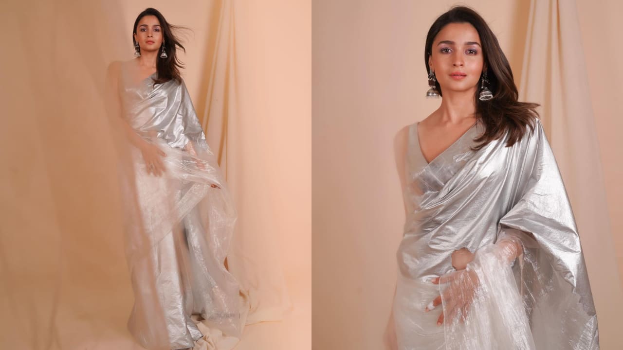 Alia Bhatt in metallic saree 