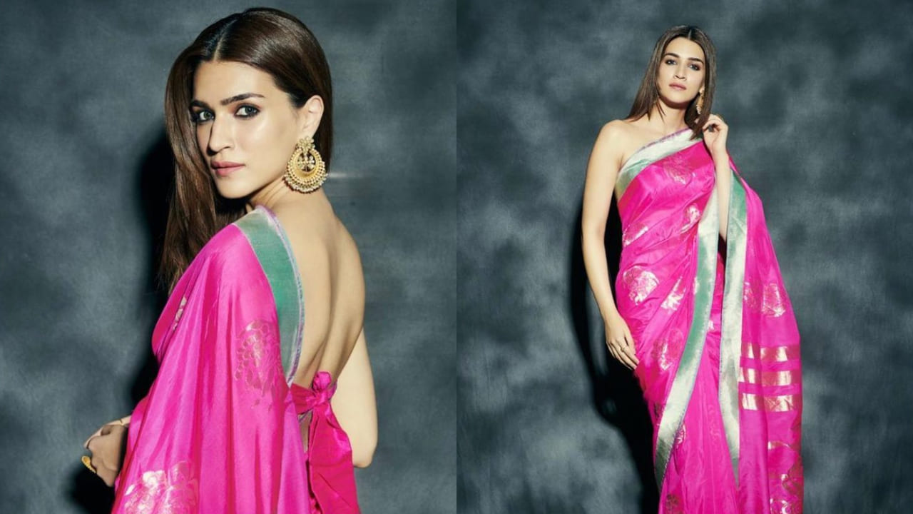 kriti sanon with knot backless blouse