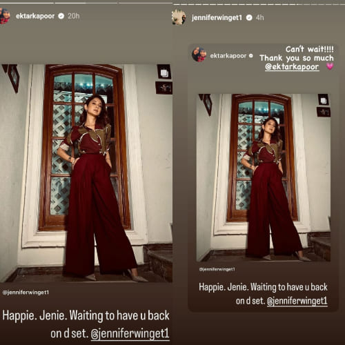 Jennifer Winget and Ektaa Kapoor's chat on Instagram Story