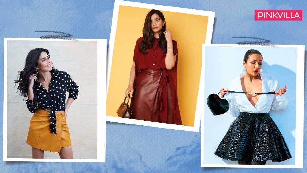 Deepika Padukone, Katrina Kaif, Shruti Haasan, Malaika Arora, Sonam Kapoor, Ananya Panday, Sonakshi, leather skirts, leather skirt outfit
