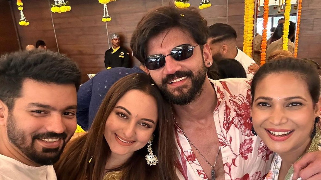 Sonakshi Sinha-Zaheer Iqbal Wedding: Couple beams with happiness as they pose with friends in new PIC