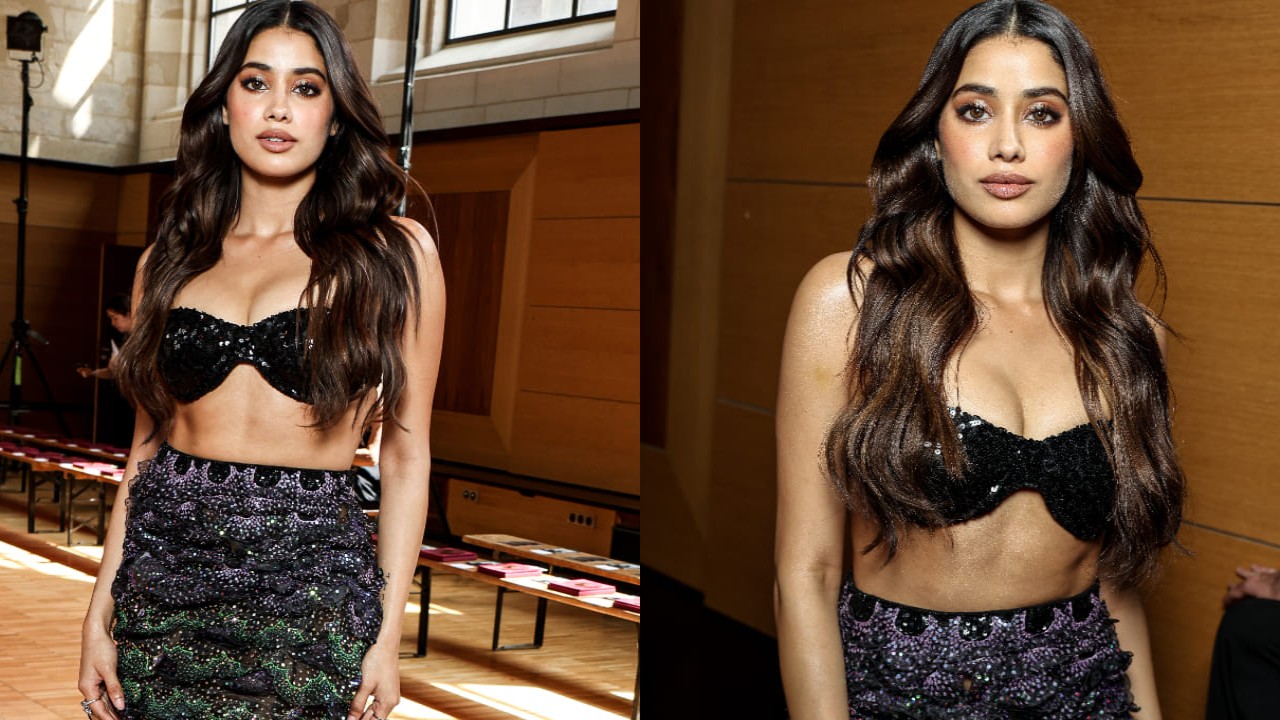 Janhvi Kapoor serves a sizzling fashion statement in black bustier, mermaid skirt as she turns showstopper for Rahul Mishra