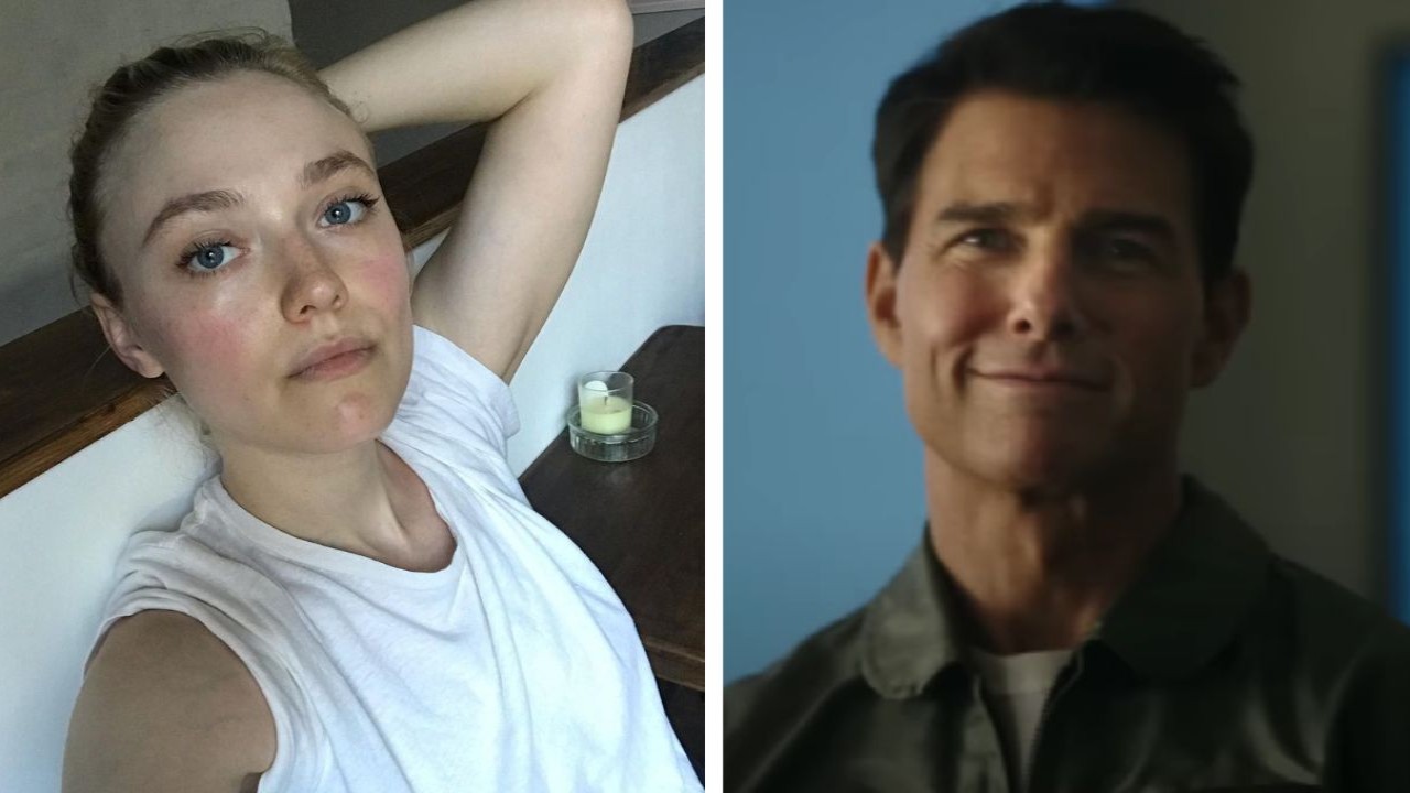 Dakota Fanning and Tom Cruise (PC: Dakota Fanning Instagram and Top Gun Trailer/Youtube)