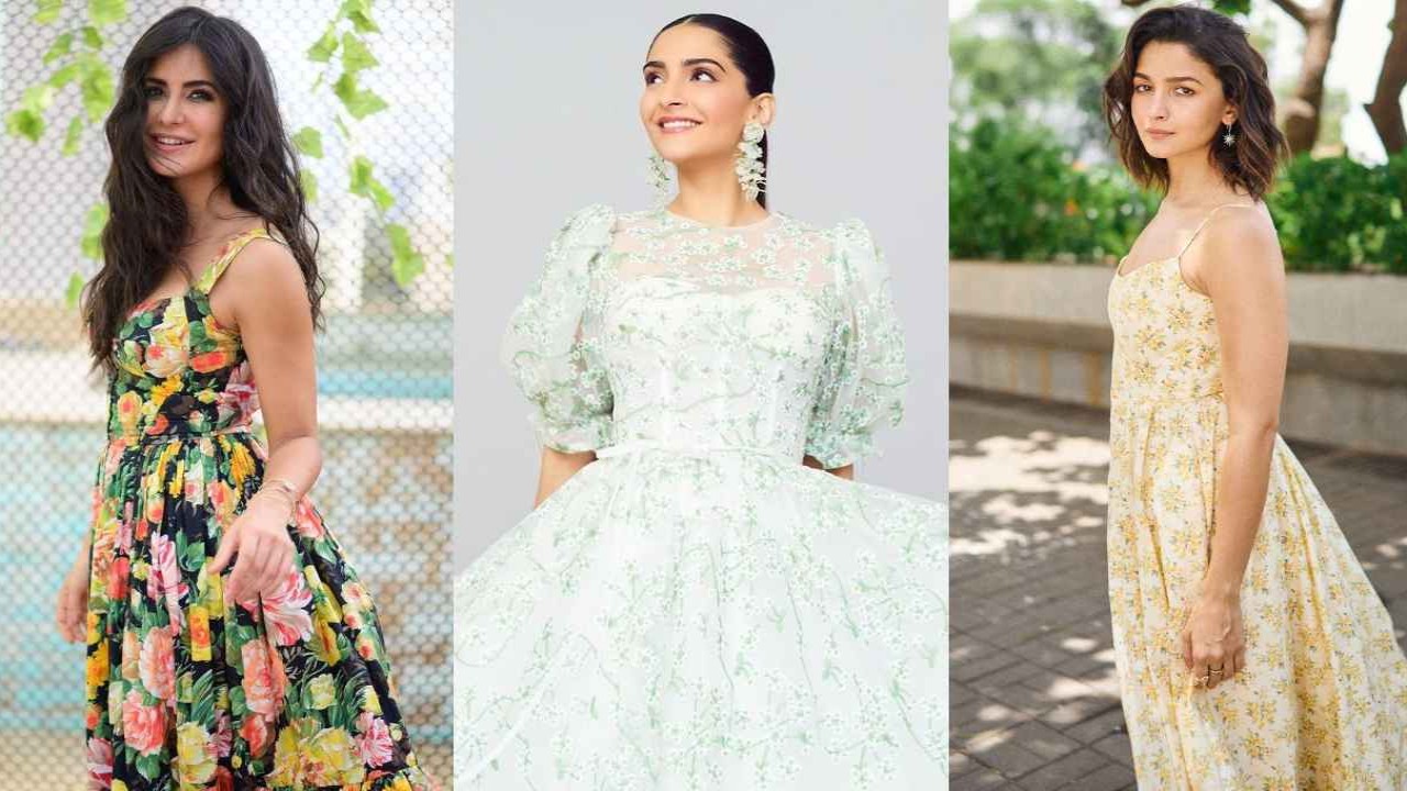 Katrina Kaif,  Sonam Kapoor Ahuja, Alia Bhatt, florals, floral prints, maxi dress, floral dresses, Style. Fashion