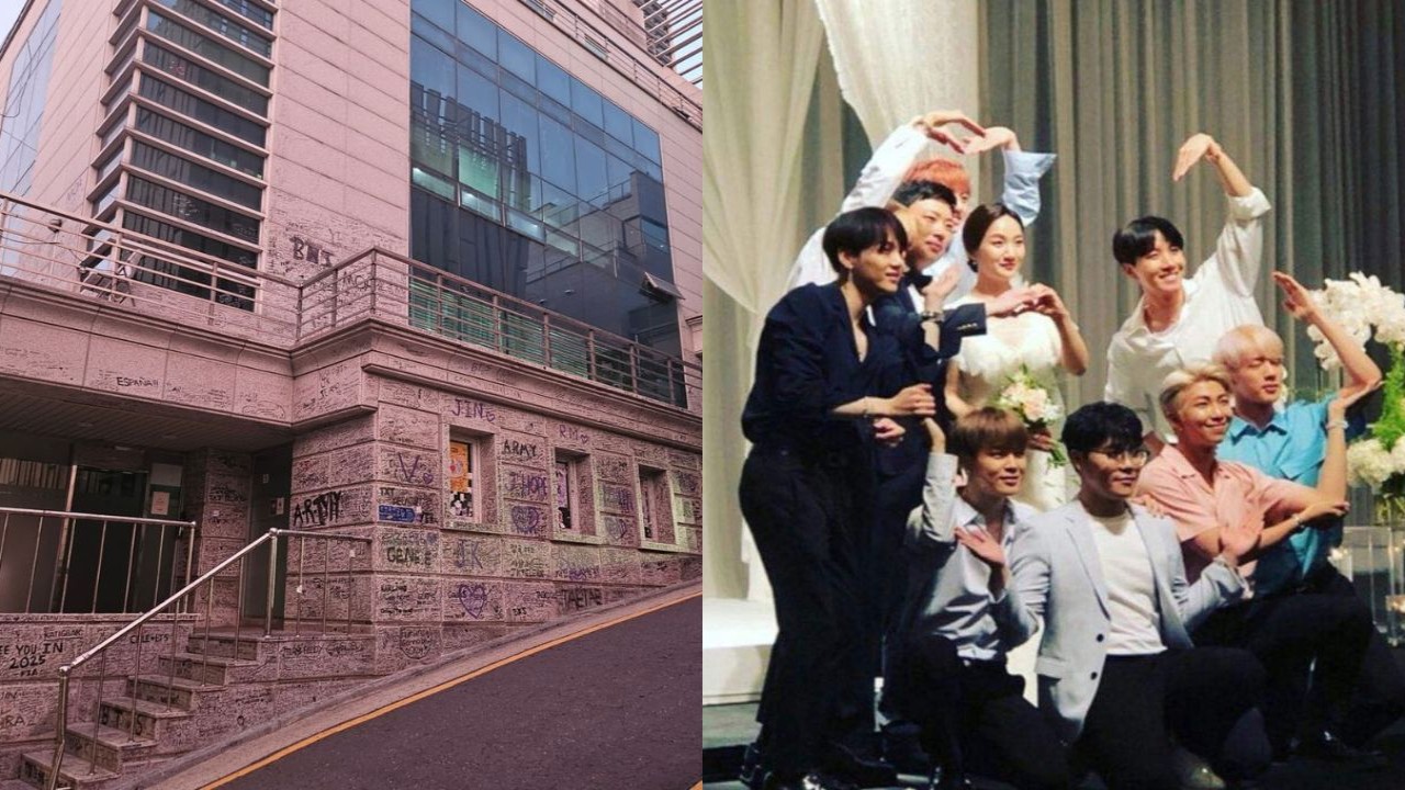 BTS' label Big Hit Entertainment's original HQ, BTS at manger Hobum's wedding; Image: Hobum's Instagram
