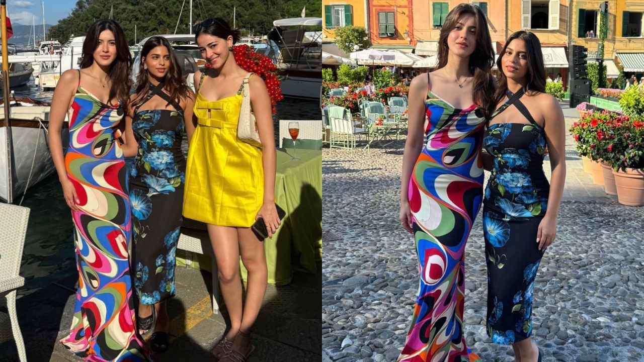 Suhana Khan repeats floral Dolce and Gabbana midi for Anant Ambani-Radhika Merchant’s cruise bash (PC: Celebrities Instagram Pages)