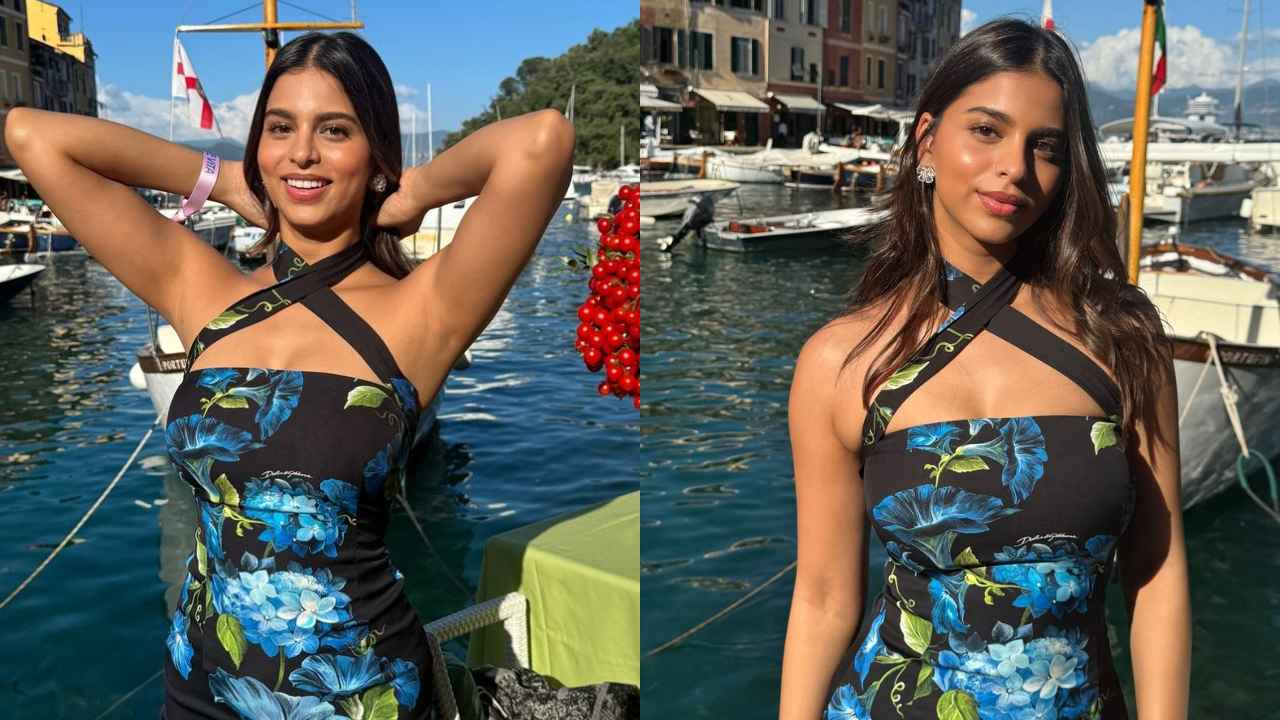 Suhana Khan repeats floral Dolce and Gabbana midi for Anant Ambani-Radhika Merchant’s cruise bash (PC: Celebrities Instagram Pages)