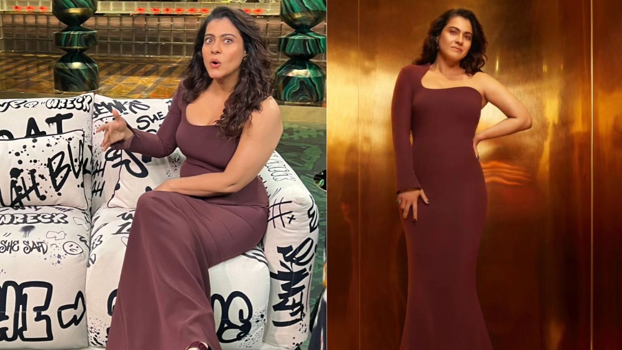 Kajol in coffee-colored one-shoulder dress (Kajol Instagram)