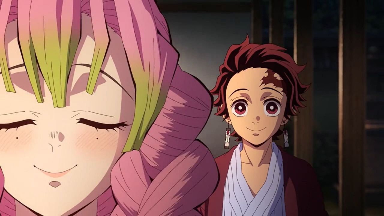 Tanjiro and Mitsuri in Demon Slayer (Crunchyroll, Studio Ufotable)