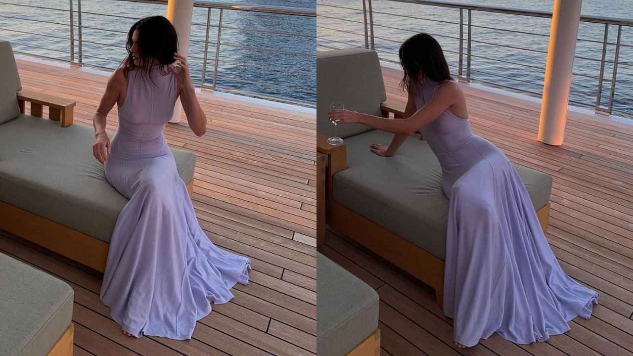 Kendall Jenner’s sleeveless floor-length lavender dress is the ideal pick for your next cruise vacation (PC: Kendall Jenner Instagram)