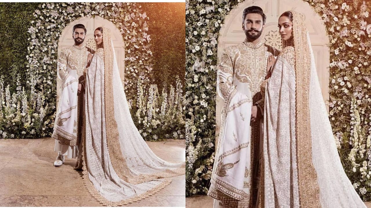 Deepika Padukone in double veil saree