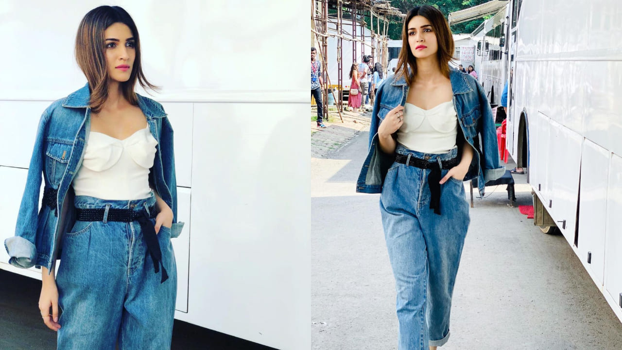 kriti sanon in denim on denim look