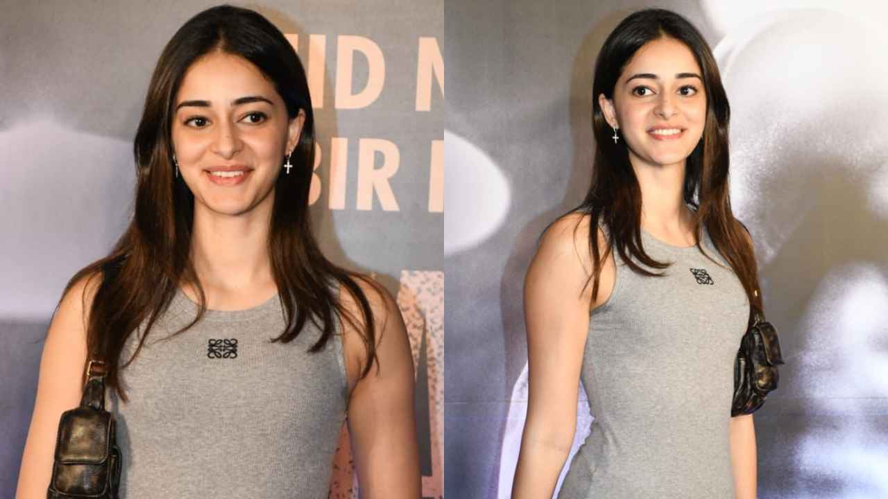 Ananya Panday’s gray dress for Chandu Champion screening might look basic but it costs Rs 90,000 (PC: Viral Bhayani)