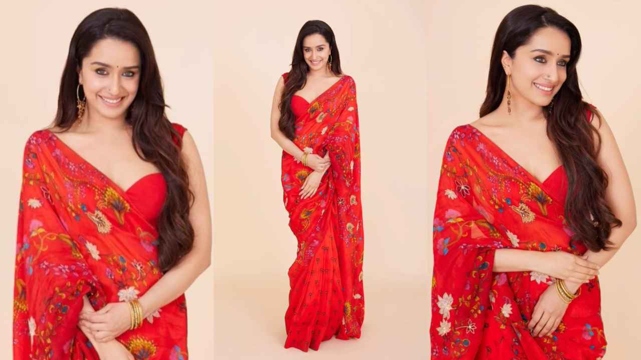 Shraddha Kapoor vs Ananya Panday fashion face-off: Who pulled off red floral saree look better (PC: Celebrities Instagram Pages)