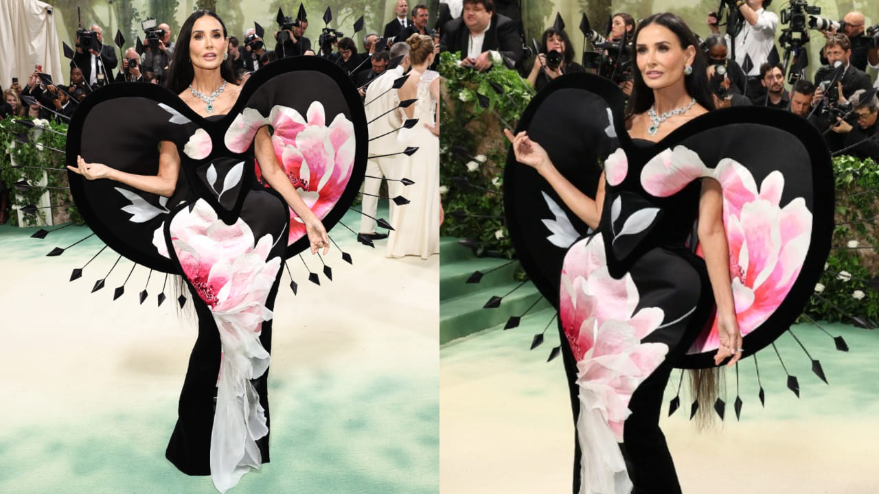 Demi Moore in wallpaper gown