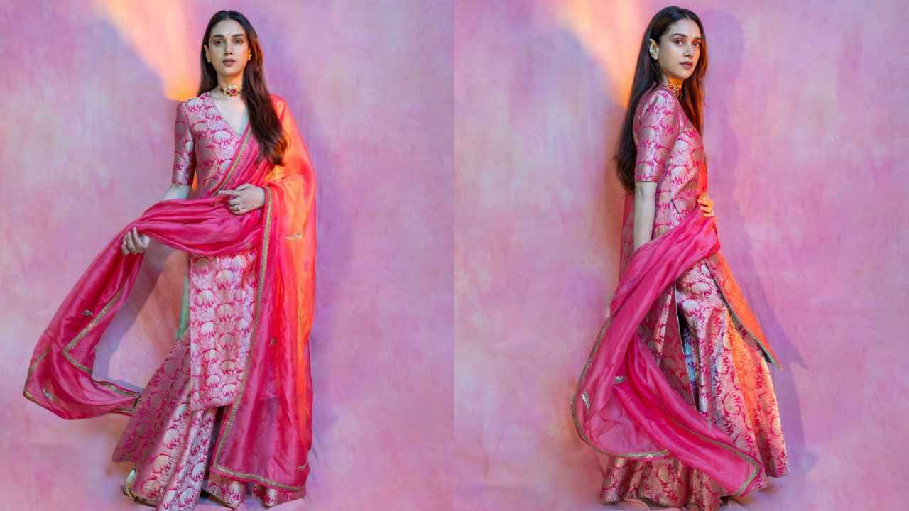 Aditi Rao Hydari continues her love affair with sharara sets in another Varanasi silk pick worth Rs 69,800  (PC: Aditi Rao Hydari Instagram)