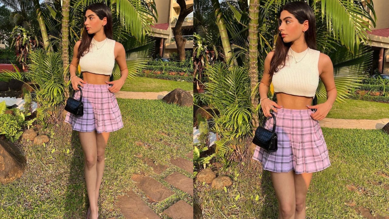 Khushi Kapoor in pleated skirt and crop top