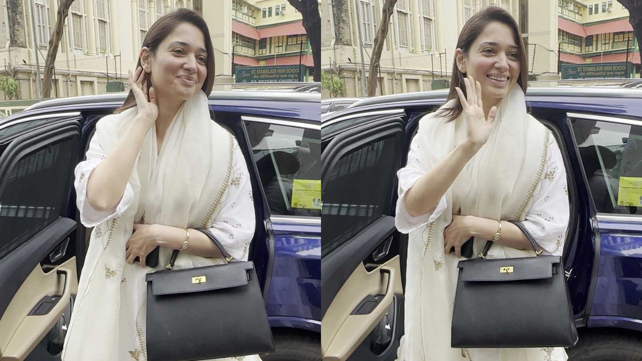 Tamannah Bhatia in white and gold Chanderi Kurta set (PC: Pinkvilla)