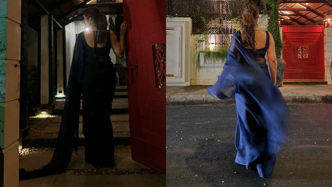 Nayanthara wears dark blue sheer saree with sleeveless blouse proving she is a minimalistic fashion queen (PC: Nayanthara Instagram)