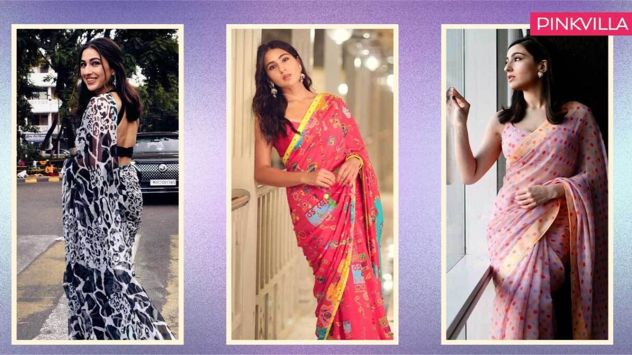 Sara Ali Khan, saree, drape, ethnic wear, classy saree, printed saree, printed, colorful, hot, Bollywood, Style, Fashion