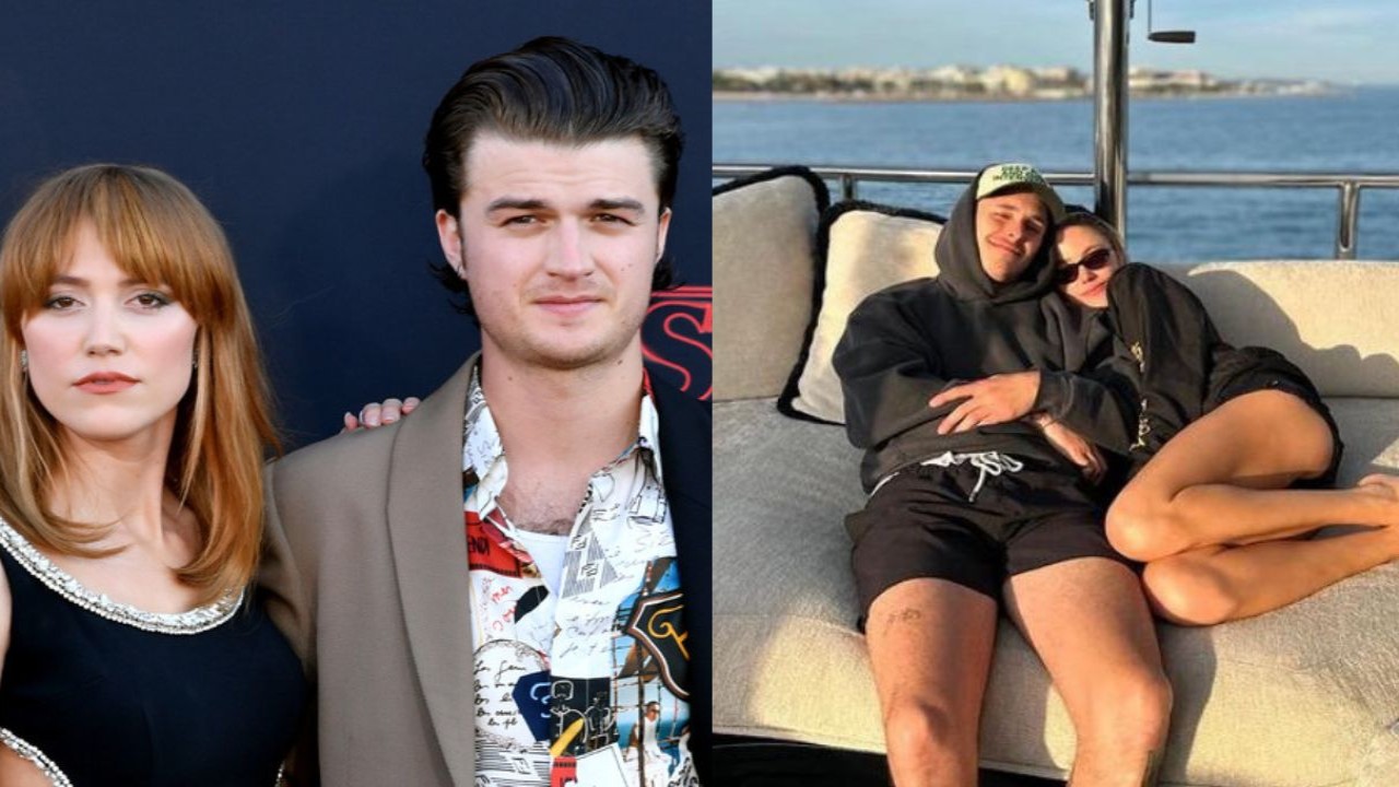 (Left)Maika Monroe and Joe Keery (Getty Images), (Right) Dalton Gomez and Maika Monroe (CC: Instagram)