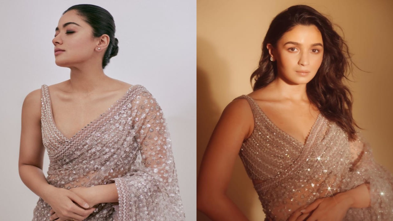 Alia Bhatt vs Rashmika Mandanna Fashion Face-off: Who styled blush pink saree worth Rs 1.59 Lakh better?