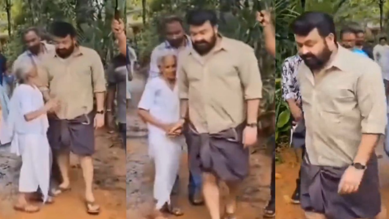 Mohanlal asks elderly lady ‘what’s for lunch’ during L360 shoot, video goes viral (PC:  Matts Kumar X formerly Twitter)