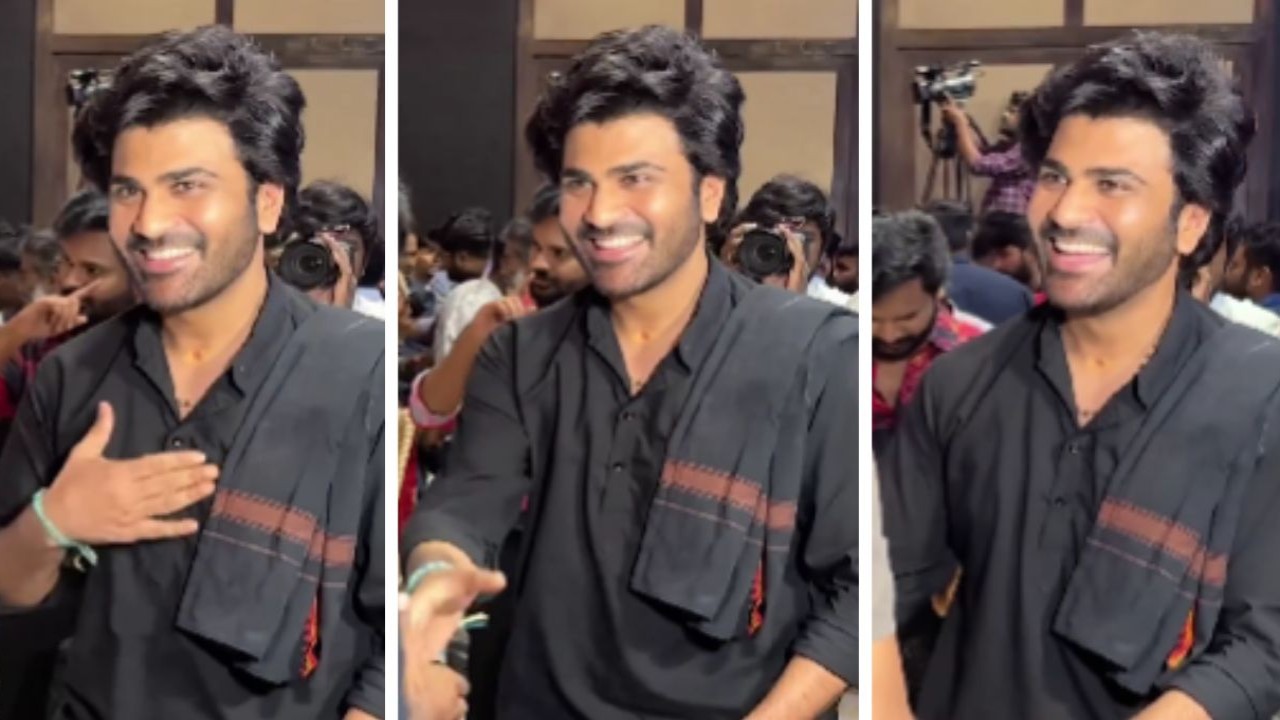Sharwanand goes barefoot at pre-release event  of Manamey (Credit: Pinkvilla South Instagram)