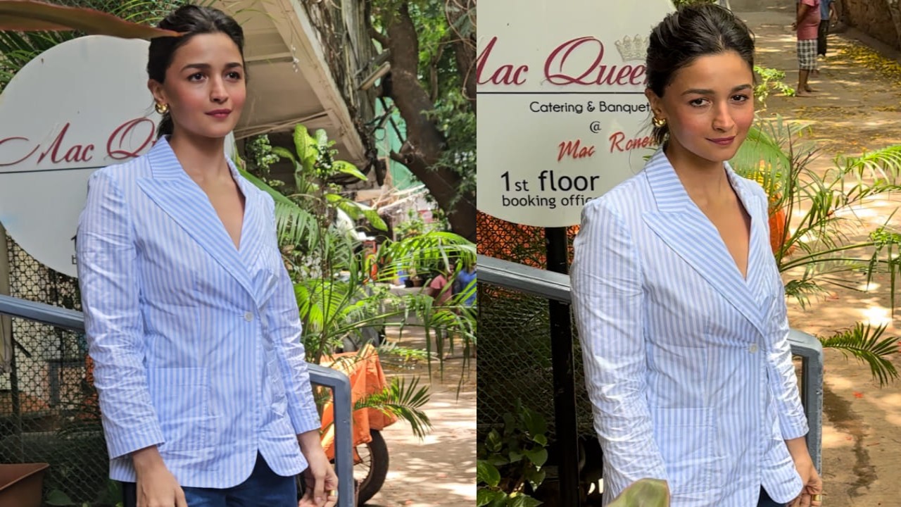 Alia Bhatt in her striped blazer and denim flared pants is a lesson on how to transform your everyday dressing 