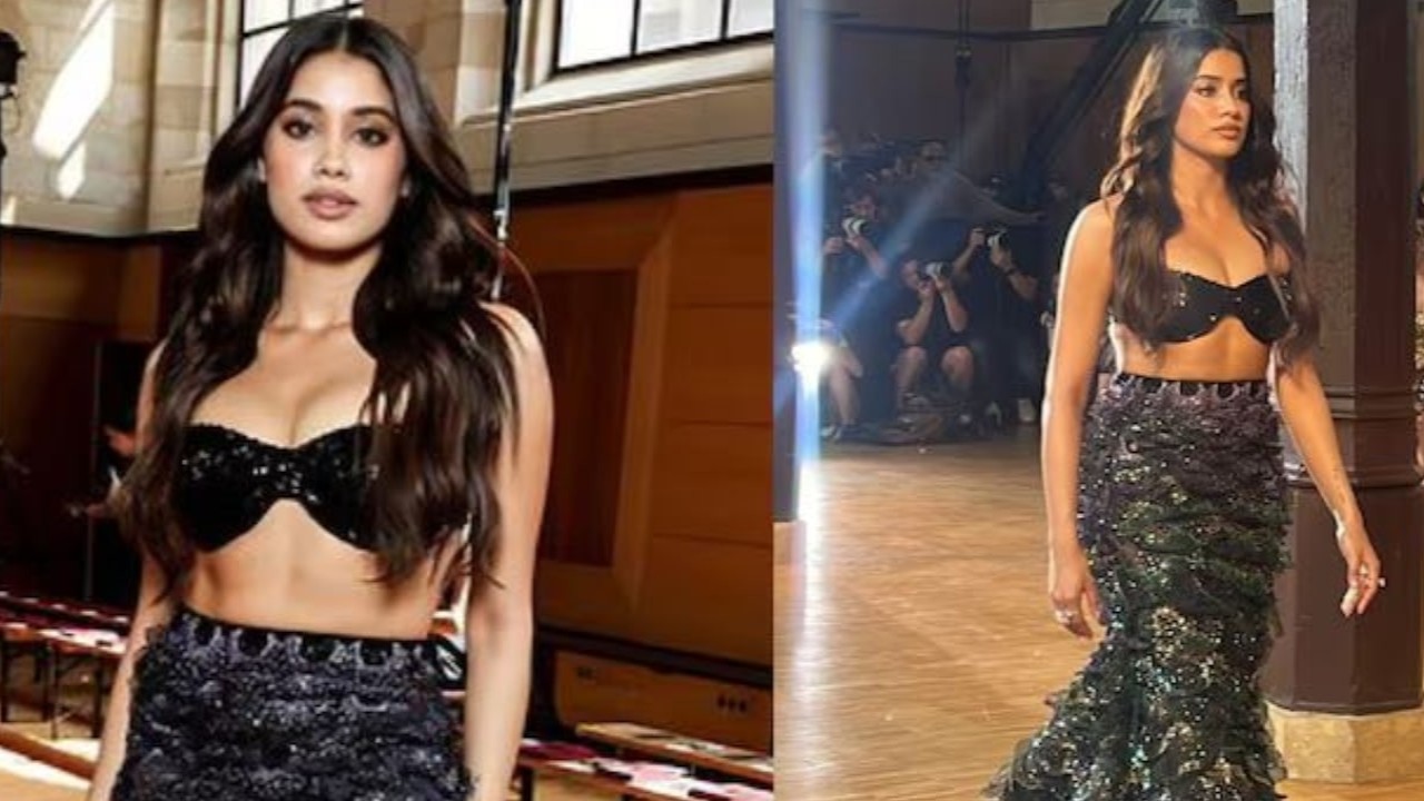 Janhvi Kapoor's mesmerizing Haute Couture debut in Paris, donning a captivating mermaid gown._